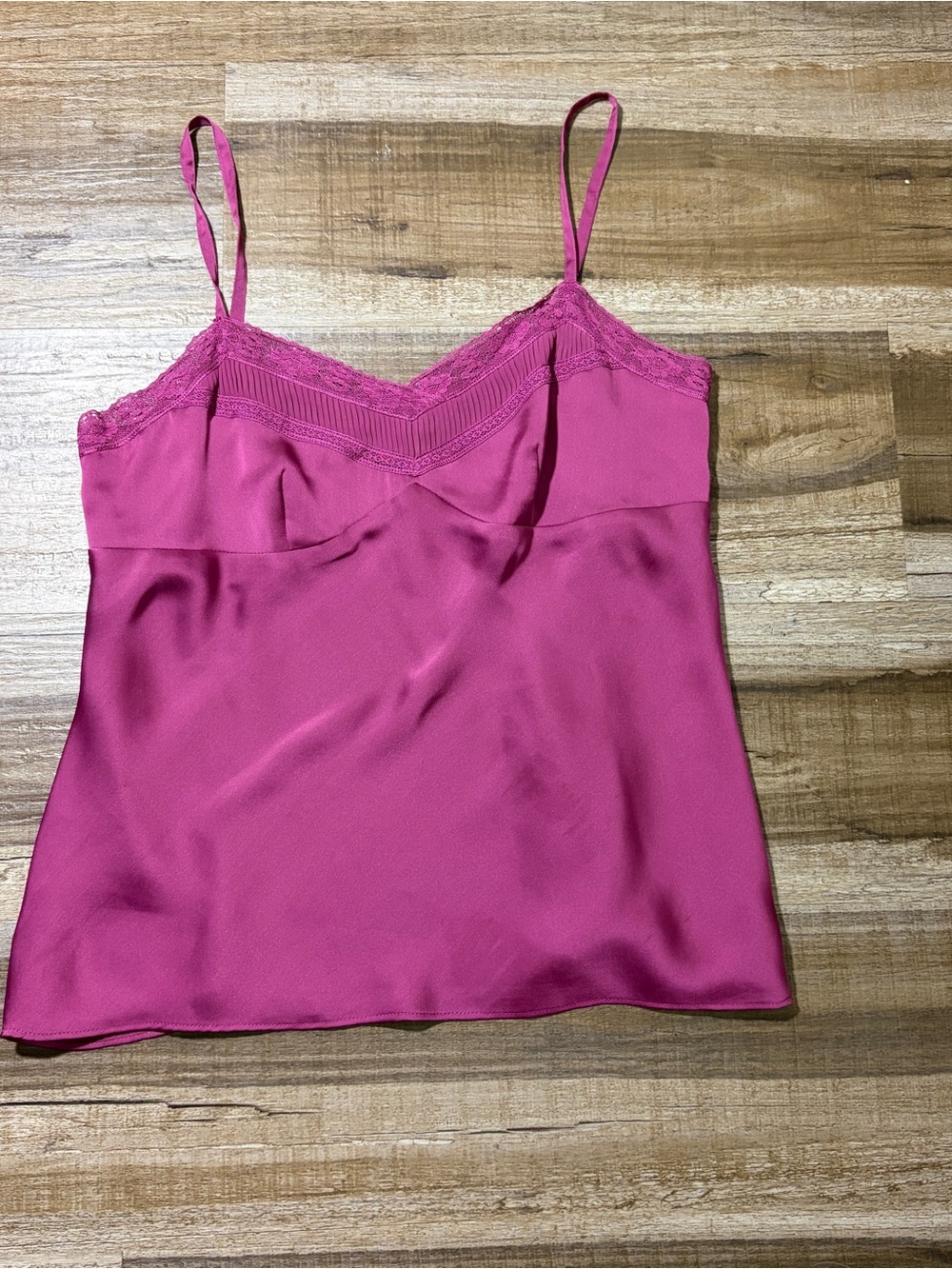 LOFT Fuchsia Pink Lace-Trim Camisole Top